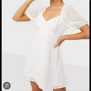 NWT missguided white dolby milkmaid polka dot dress